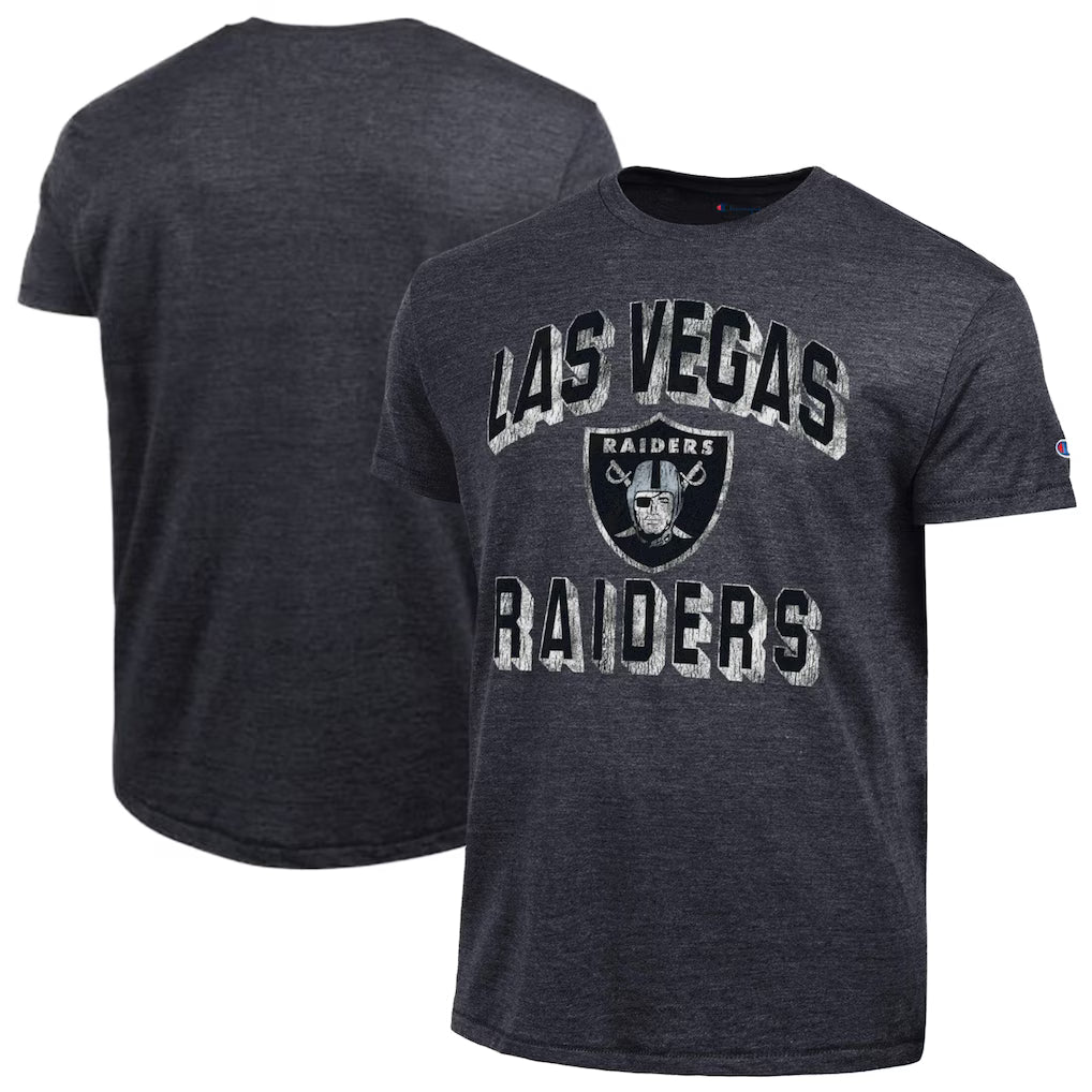 Las Vegas Raiders NFL Champion Ultimate Tri-Blend T-Shirt - Heather Black (USA Stock) - UKASSNI