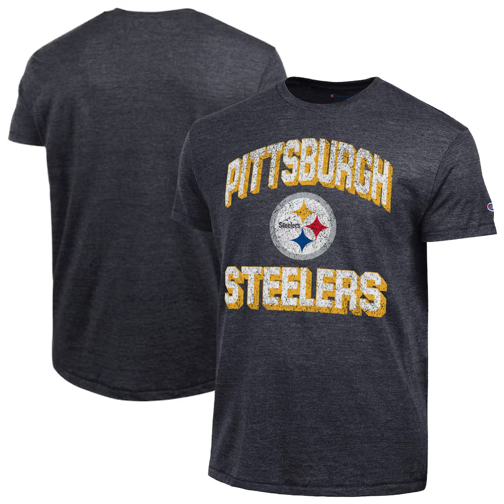Pittsburgh Steelers NFL Champion Ultimate Tri-Blend T-Shirt – Heather Black (USA Stock)