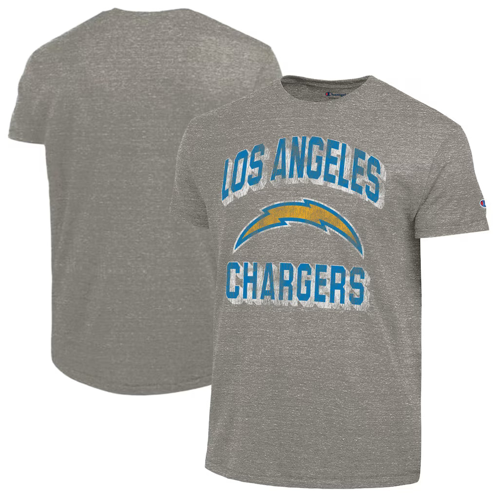 Los Angeles Chargers NFL Champion Ultimate Tri-Blend T-Shirt - Heather Charcoal (USA Stock) - UKASSNI