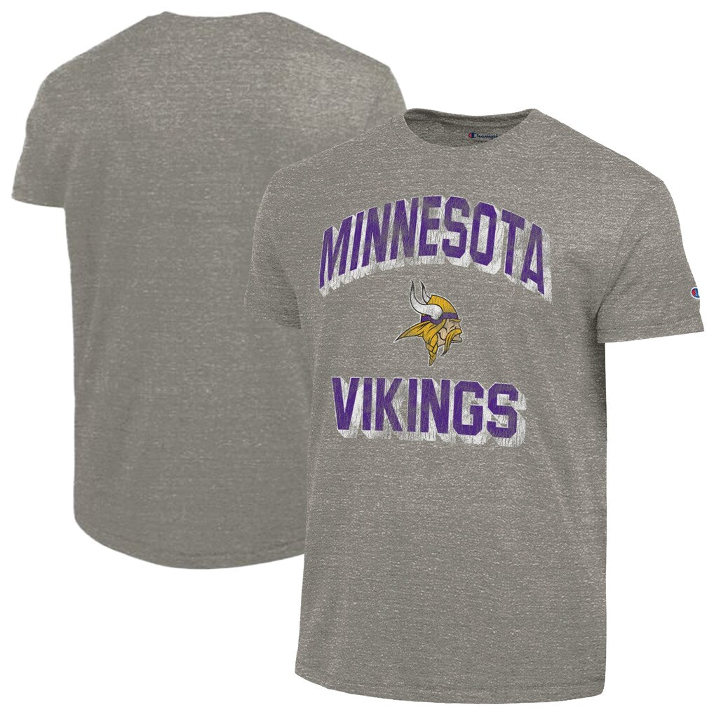 Minnesota Vikings NFL Champion Ultimate Tri-Blend T-Shirt - Heather Charcoal (USA Stock) - UKASSNI