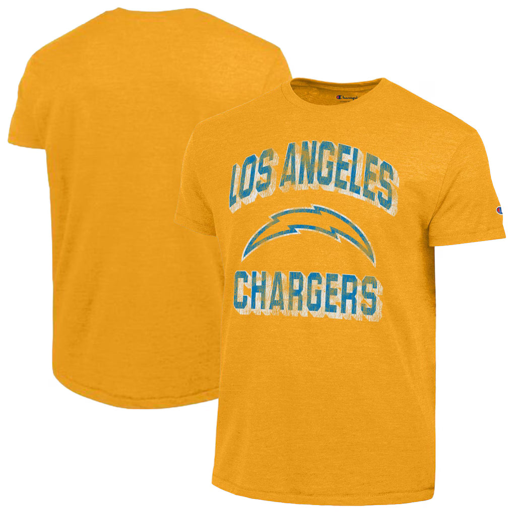 Los Angeles Chargers NFL Champion Ultimate Tri-Blend T-Shirt - Heather Gold (USA Stock) - UKASSNI