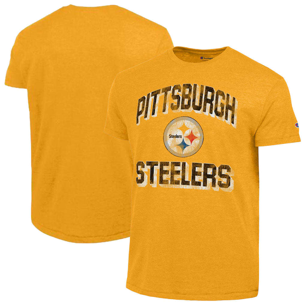 Pittsburgh Steelers NFL Champion Ultimate Tri-Blend T-Shirt – Heather Gold (USA Stock)