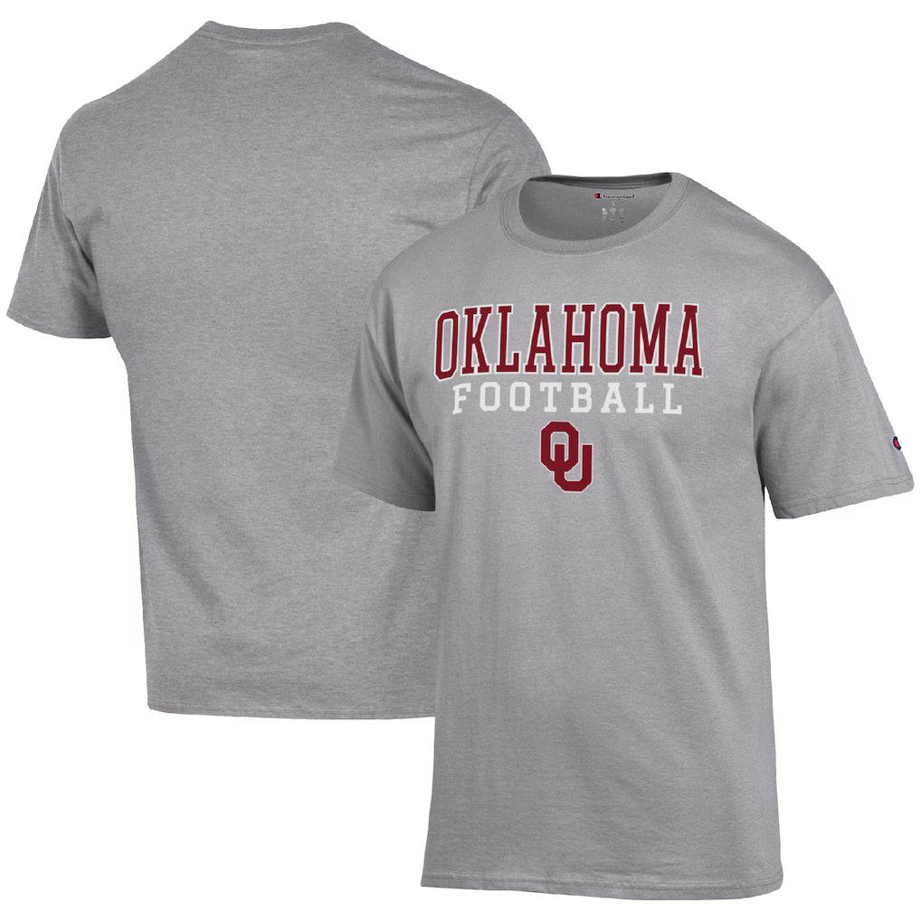 Oklahoma Sooners NCAA Champion Football Stack T-Shirt – Heather Gray (USA Stock) - UKASSNI