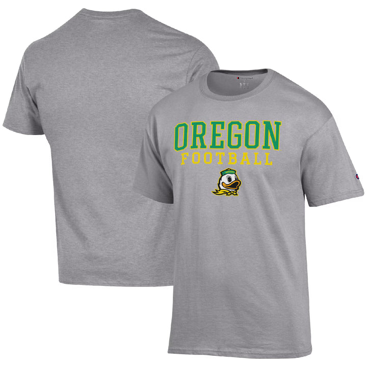 Oregon Ducks T-Shirt – NCAA Champion Football Stack – Heather Gray (USA Sourced) - UKASSNI