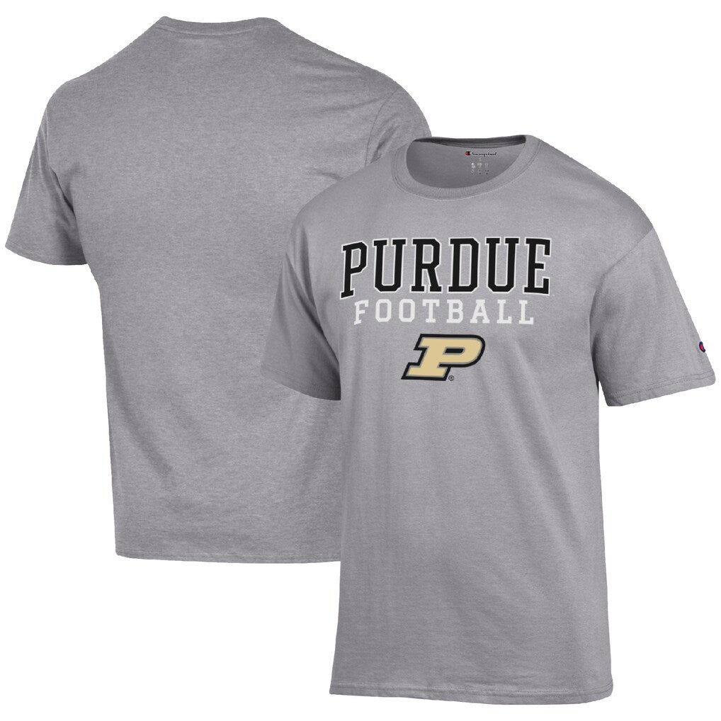 Purdue Boilermakers NCAA Champion Football Stack T-Shirt – Heather Gray (USA Stock) - UKASSNI
