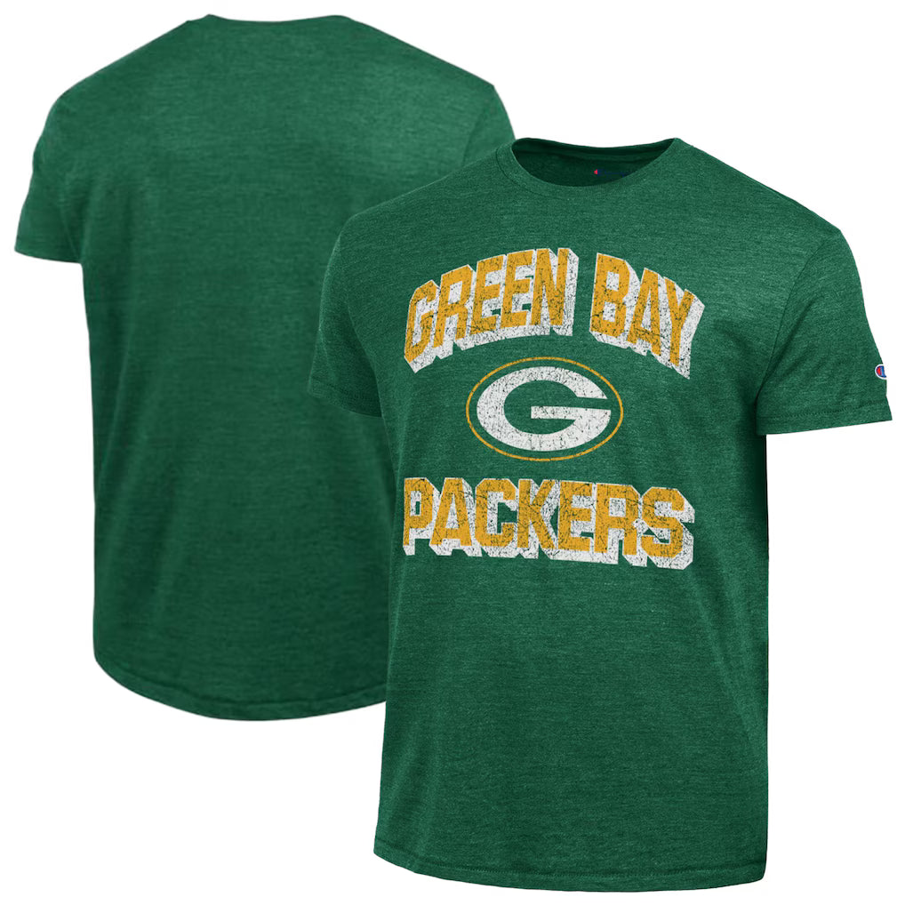 Green Bay Packers NFL Champion Ultimate Tri-Blend T-Shirt - Heather Green (USA Stock) - UKASSNI