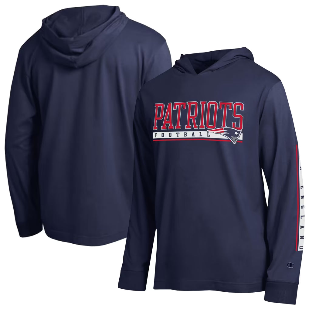 New England Patriots Hooded T-Shirt – NFL Champion All Star – Navy (USA Sourced)