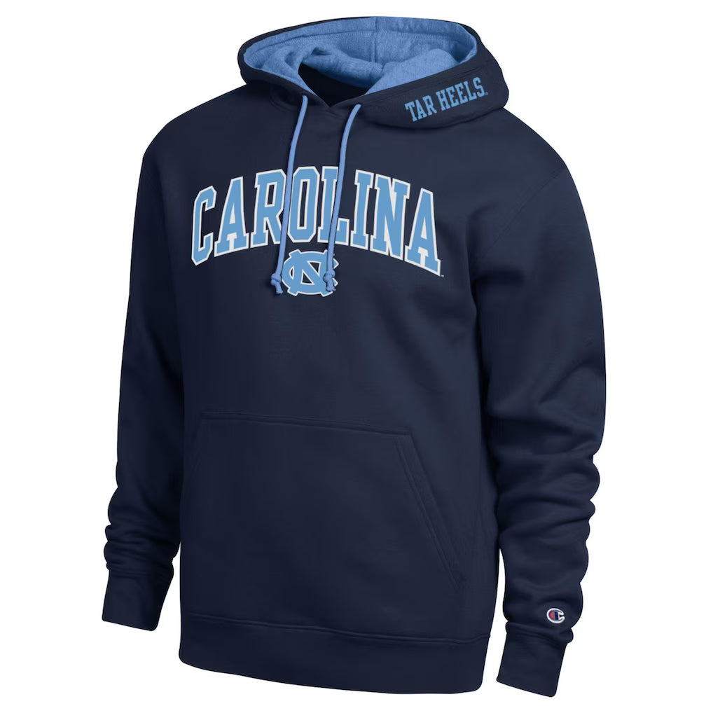 North Carolina Tar Heels Hoodie – Champion Arch Tackle Twill – Navy (USA Sourced)