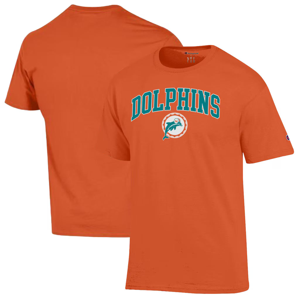 Miami Dolphins NFL Champion Arch Over Logo T-Shirt – Orange – (USA Stock)