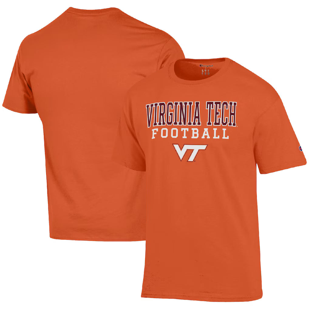 Virginia Tech Hokies NCAA Champion Football Stack T-Shirt – Orange (USA Stock) - UKASSNI