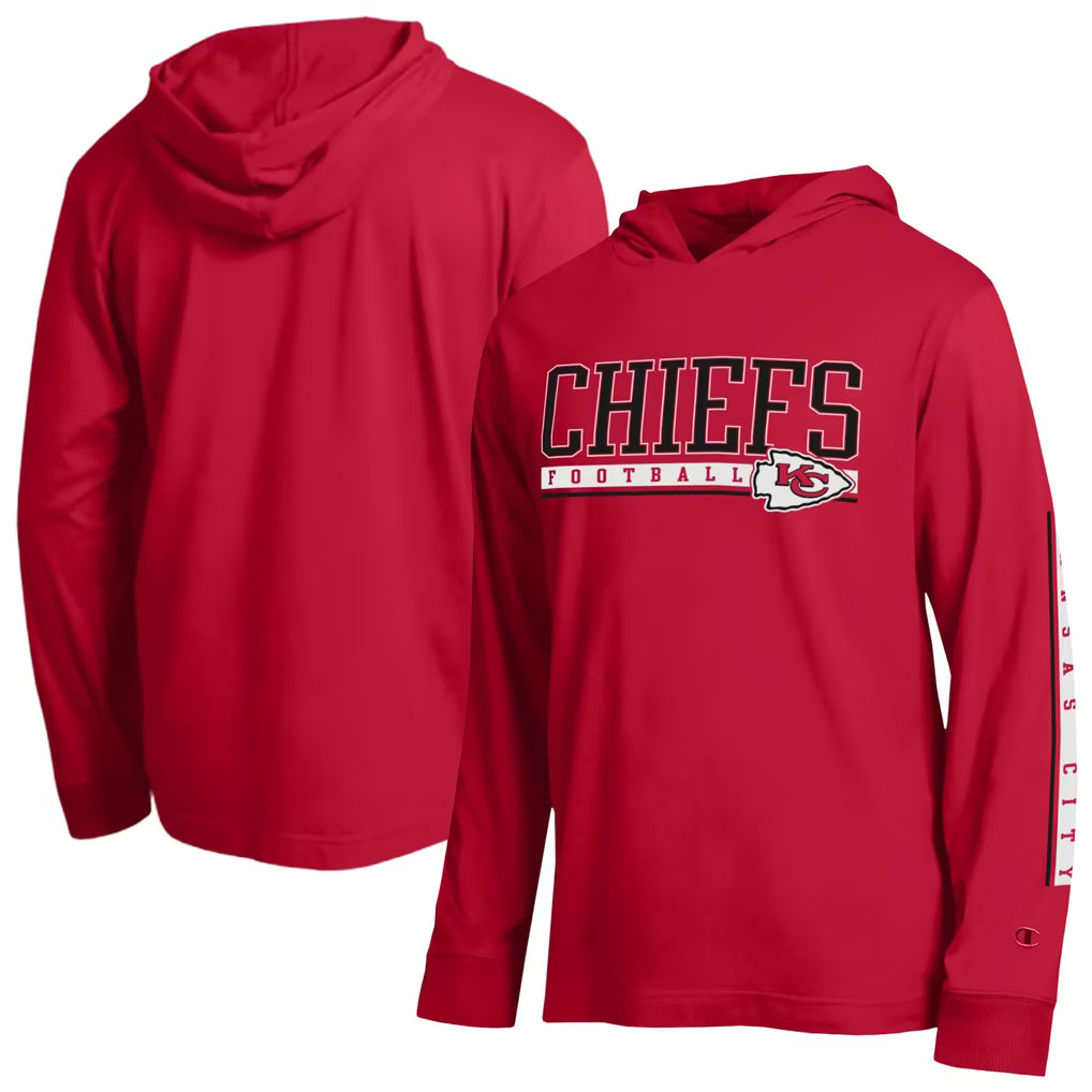 Kansas City Chiefs Hooded T-Shirt – NFL Champion All Star – Red (USA Sourced)