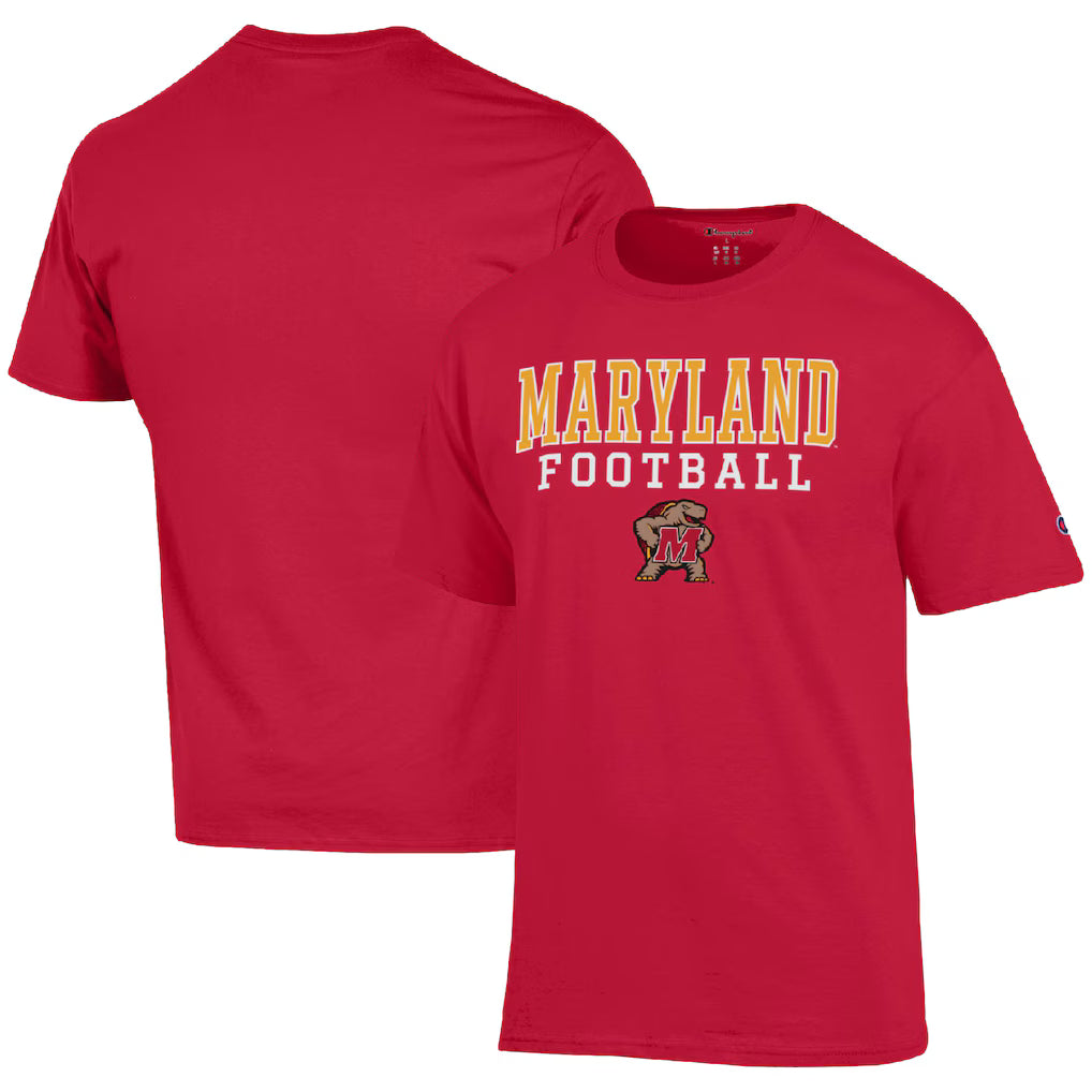 Maryland Terrapins NCAA Champion Football Stack T-Shirt – Red (USA Stock) - UKASSNI