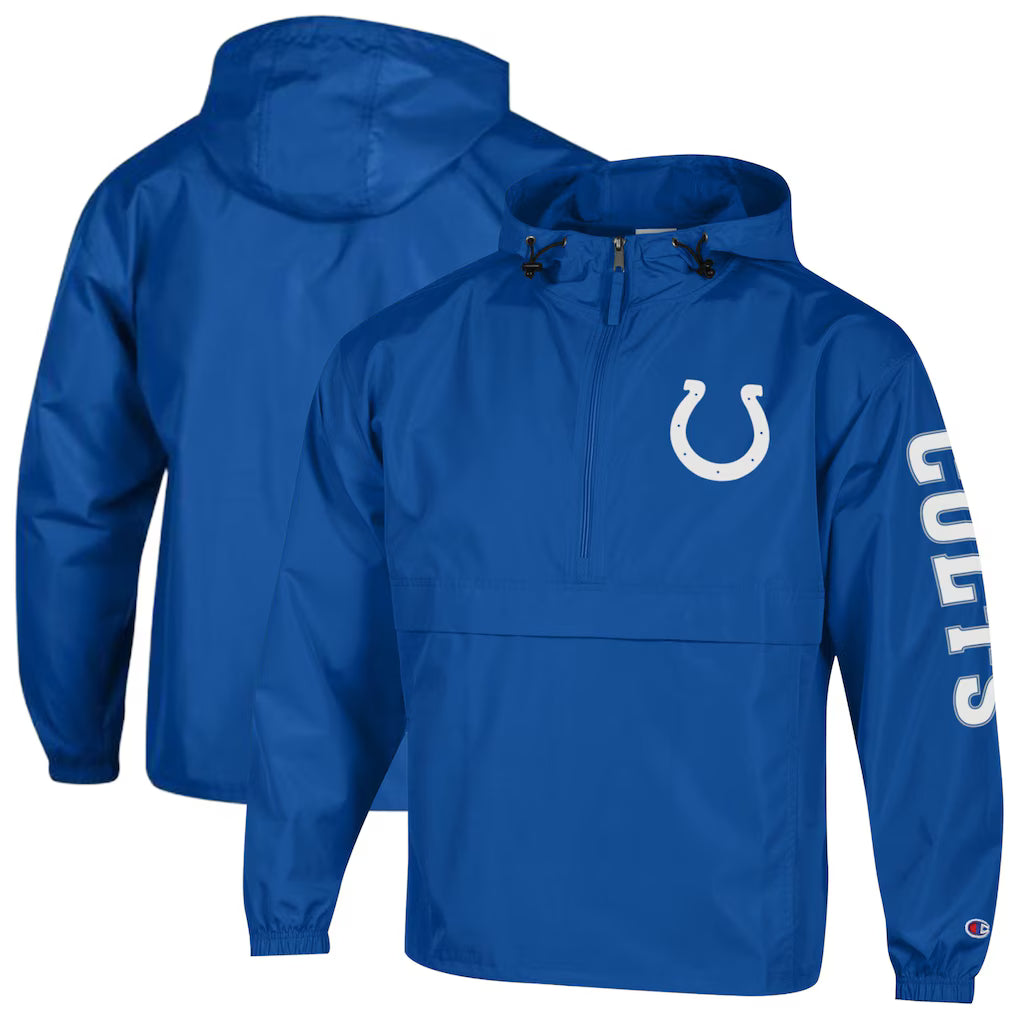 Indianapolis Colts Windbreaker Jacket – NFL Champion Packable Half-Zip – Royal (USA Sourced) by Champion