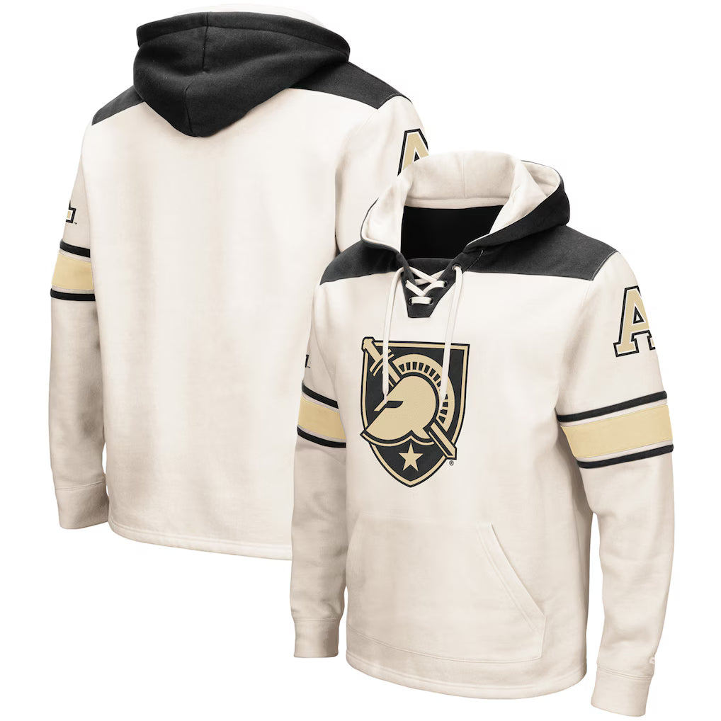 Army Black Knights NCAA Colosseum 2.0 Lace-Up Pullover Hoodie – Cream (USA Stock) - UKASSNI