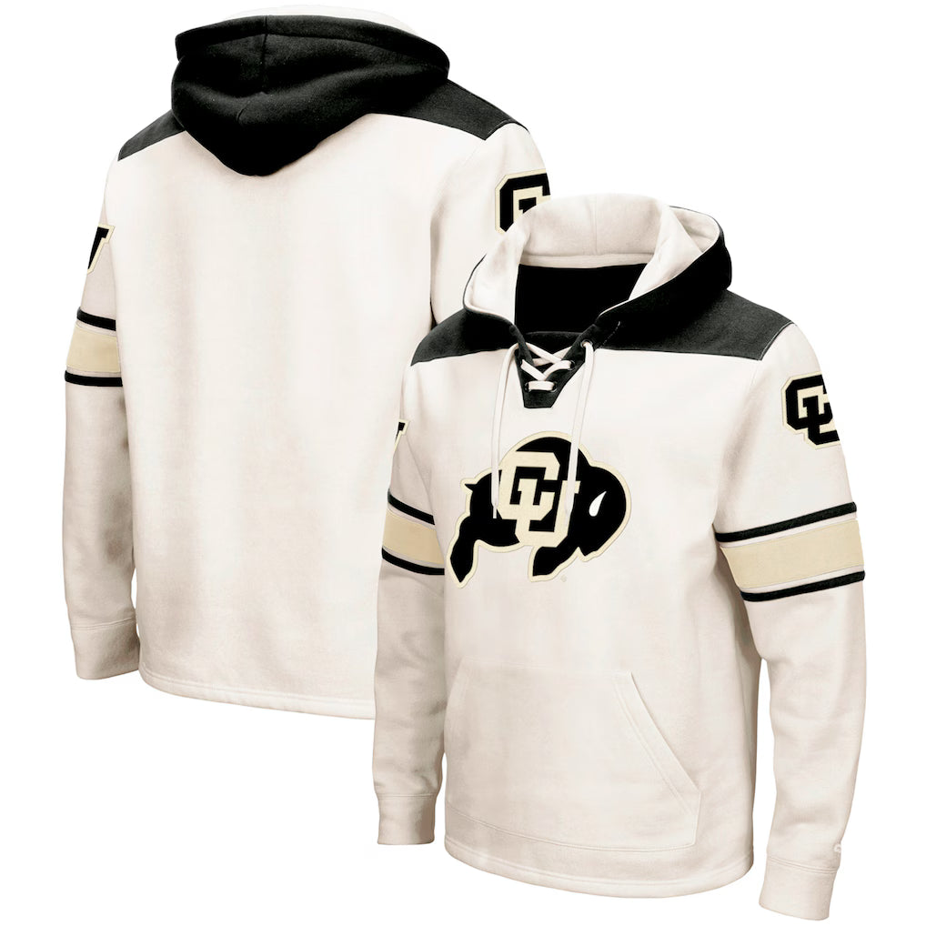Colorado Buffaloes NCAA Colosseum 2.0 Lace-Up Pullover Hoodie – Cream (USA Stock) - UKASSNI