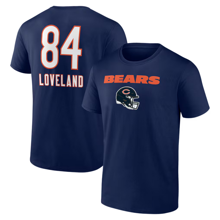 Chicago Bears NFL Colston Loveland Team Wordmark T-Shirt – Navy (UK Stock) - UKASSNI