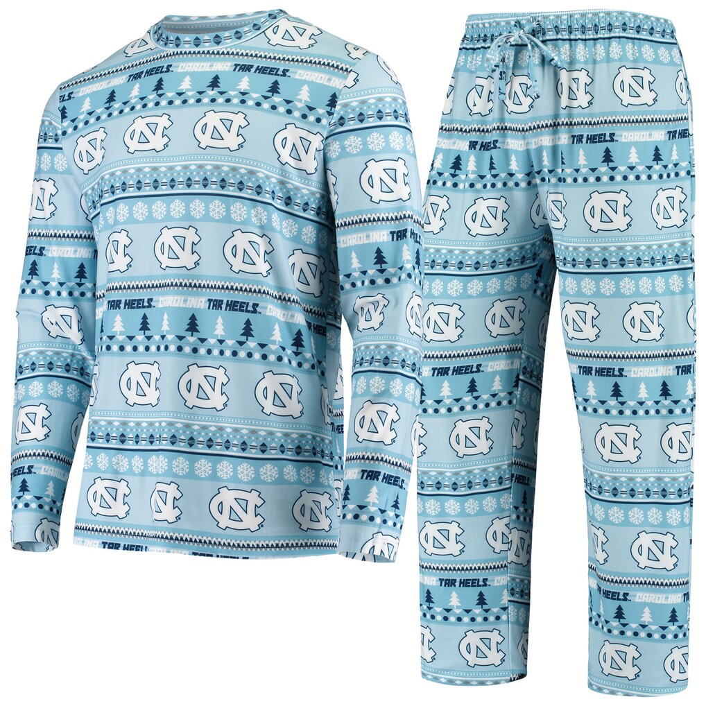 North Carolina Tar Heels Pajama Set – NCAA Concepts Sport Ugly Sweater Knit – Carolina Blue (USA Sourced)