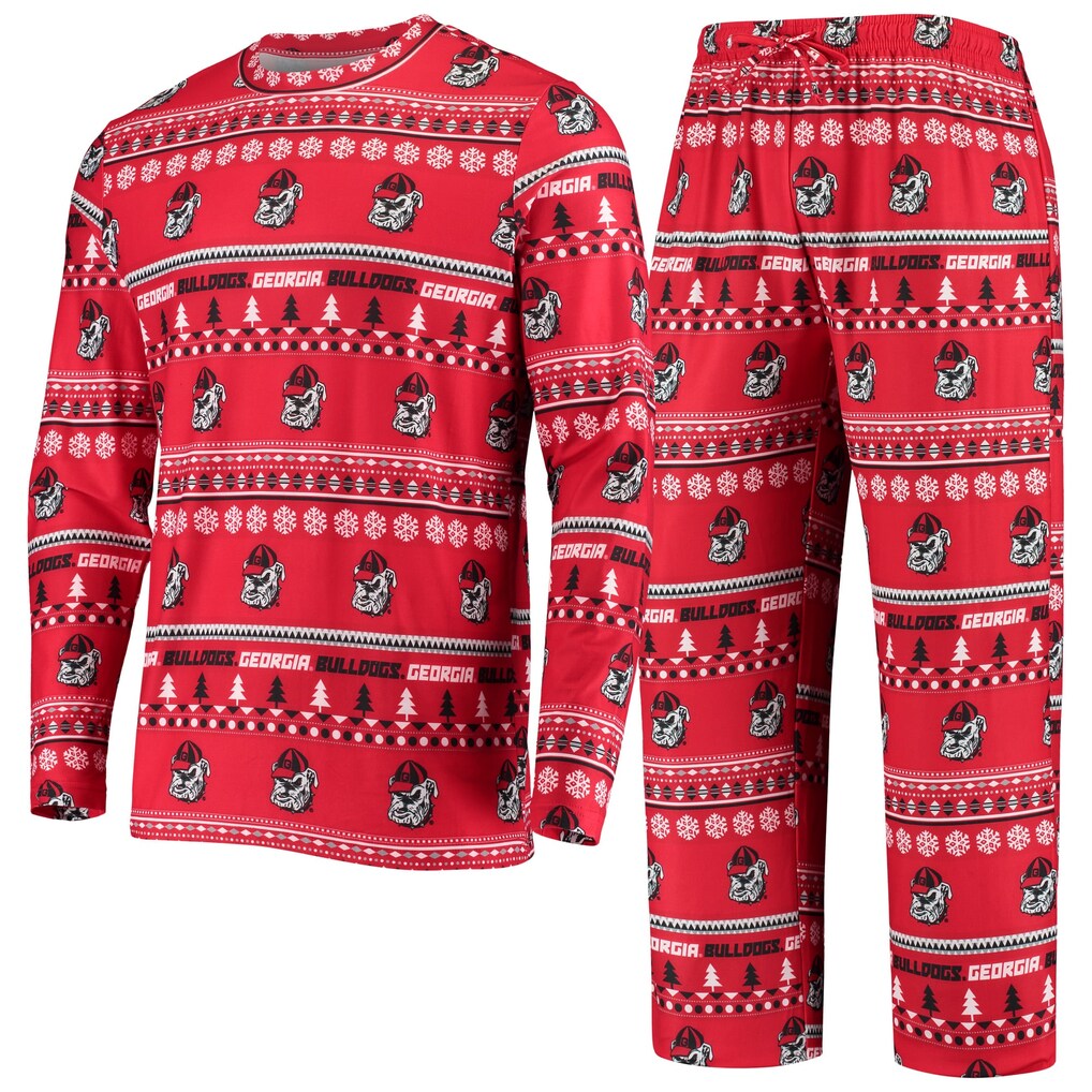 Georgia Bulldogs Pajama Set – NCAA Concepts Sport Ugly Sweater Knit – Red (USA Sourced)