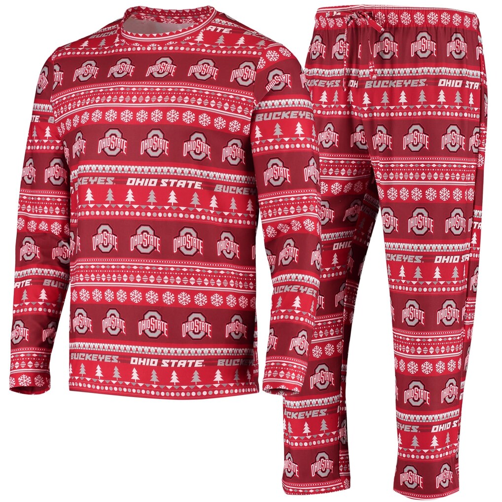 Ohio State Buckeyes Pajama Set – NCAA Concepts Sport Ugly Sweater Knit – Scarlet (USA Sourced)