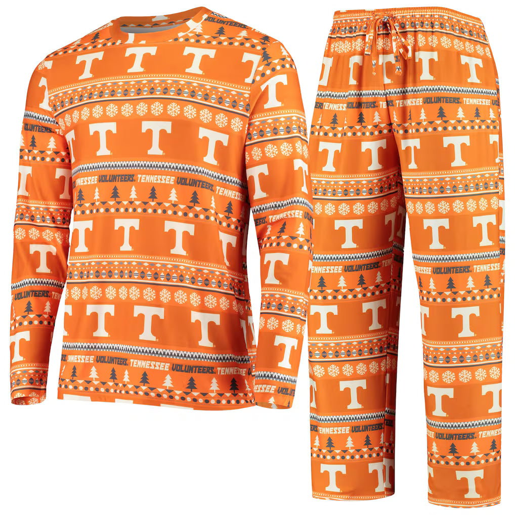 Tennessee Volunteers Pajama Set – NCAA Concepts Sport Ugly Sweater Knit – Tennessee Orange (USA Sourced)