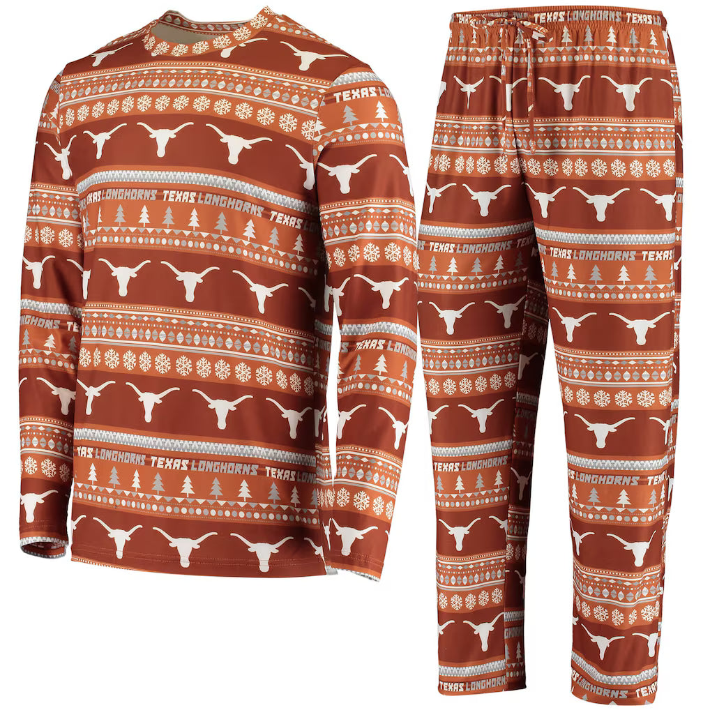Texas Longhorns Pajama Set – NCAA Concepts Sport Ugly Sweater Knit – Texas Orange (USA Sourced)