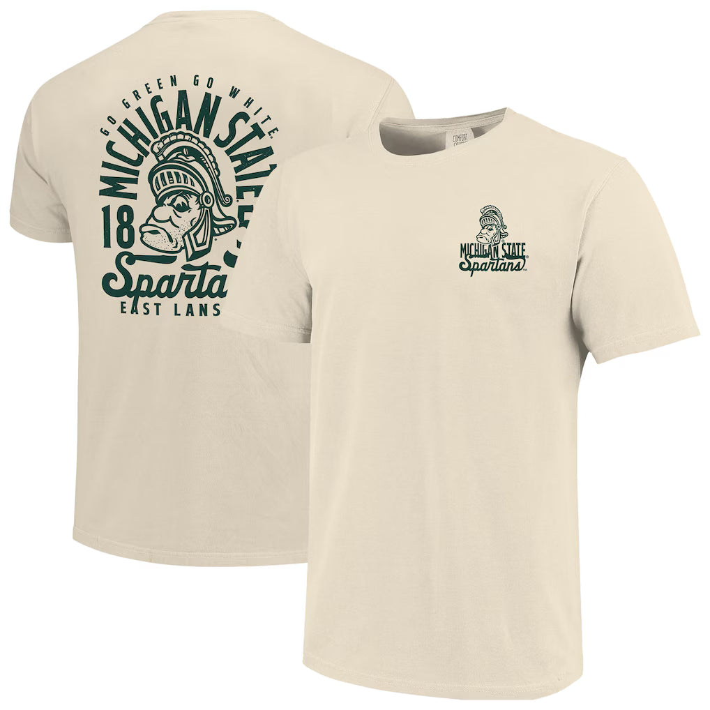 Michigan State Spartans NCAA Comfort Colors Mascot Overlay T-Shirt – Cream (USA Stock) - UKASSNI