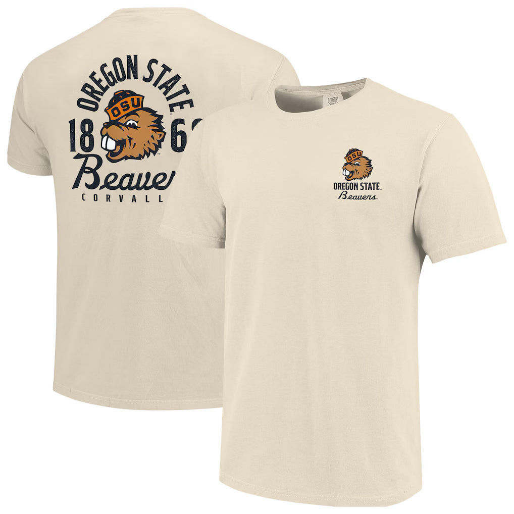 Oregon State Beavers NCAA Comfort Colors Mascot Overlay T-Shirt – Cream (USA Stock) - UKASSNI