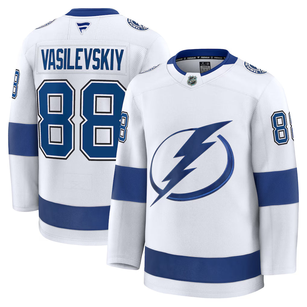 Tampa Bay Lightning NHL Andrei Vasilevskiy Fanatics Away Premium Jersey – White (USA Stock) - UKASSNI