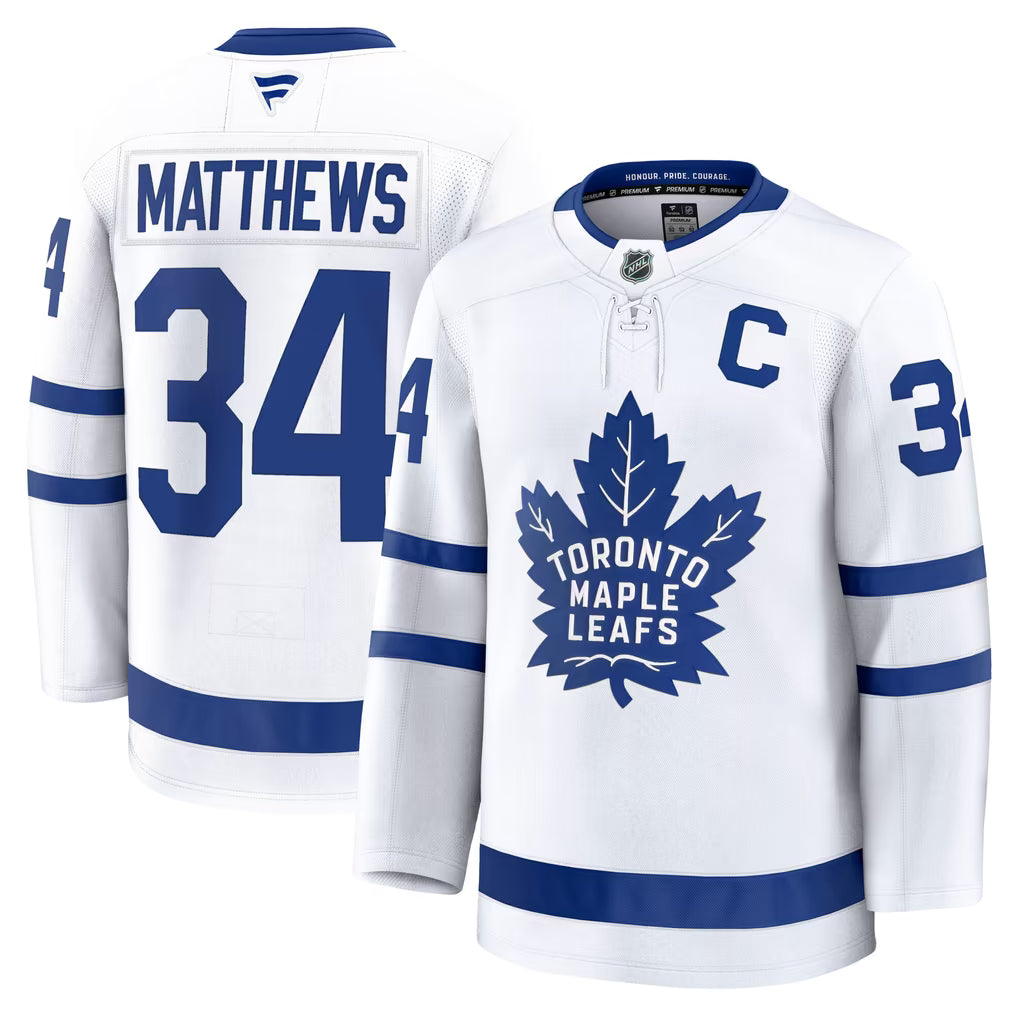 Toronto Maple Leafs Auston Matthews Jersey – NHL Fanatics Away Premium – White (USA Sourced)