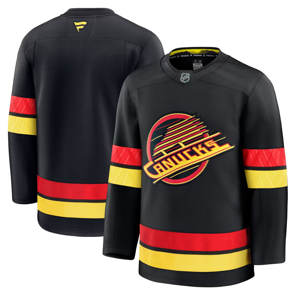Vancouver Canucks Jersey – NHL Fanatics Alternate Premium – Black (USA Sourced)