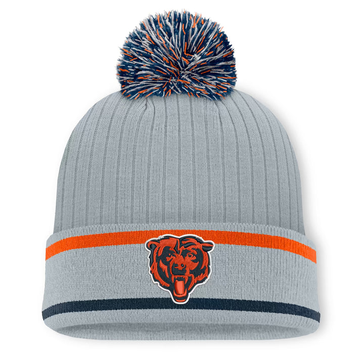 Chicago Bears Knit Hat with Pom – NFL Fanatics Fissure Cuffed – Gray (USA Sourced)