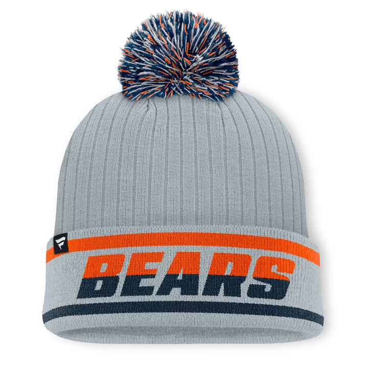 Chicago Bears Knit Hat with Pom – NFL Fanatics Fissure Cuffed – Gray (USA Sourced)