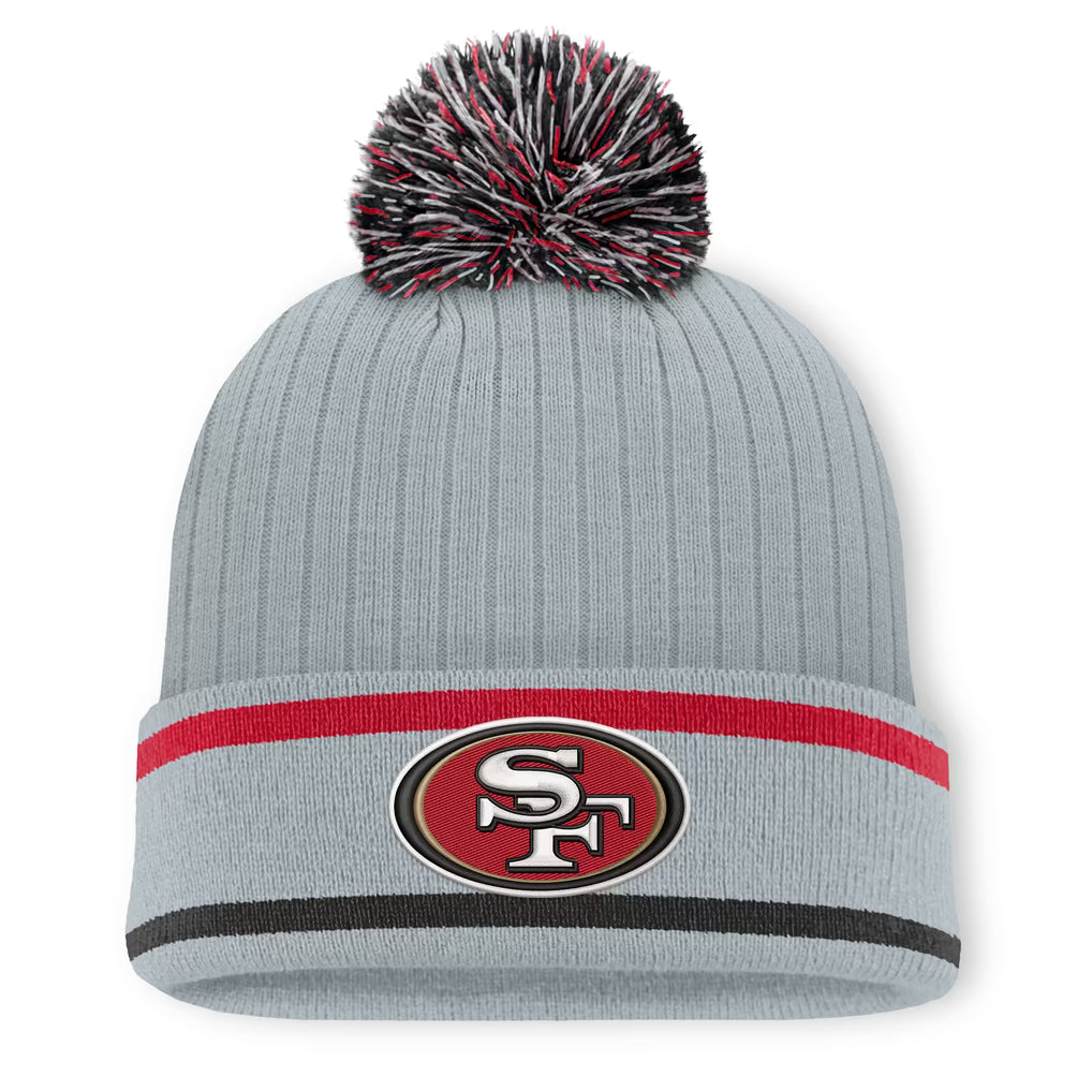San Francisco 49ers Knit Hat with Pom – NFL Fanatics Fissure Cuffed – Gray (USA Sourced)