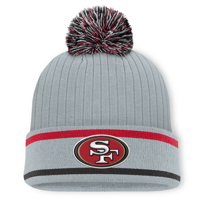 San Francisco 49ers Knit Hat with Pom – NFL Fanatics Fissure Cuffed – Gray (USA Sourced)
