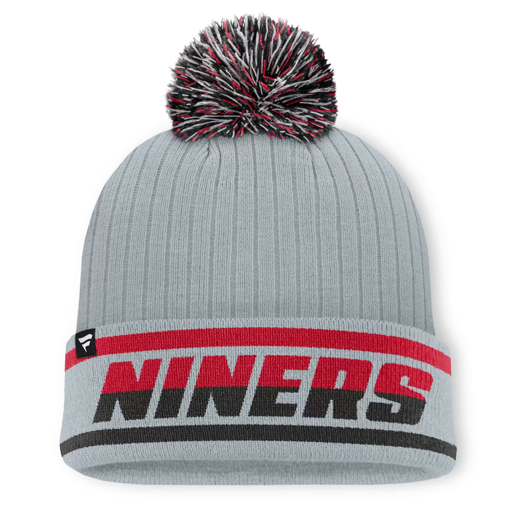 San Francisco 49ers Knit Hat with Pom – NFL Fanatics Fissure Cuffed – Gray (USA Sourced)