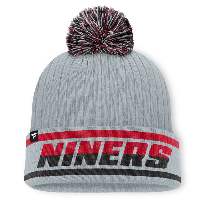 San Francisco 49ers Knit Hat with Pom – NFL Fanatics Fissure Cuffed – Gray (USA Sourced)