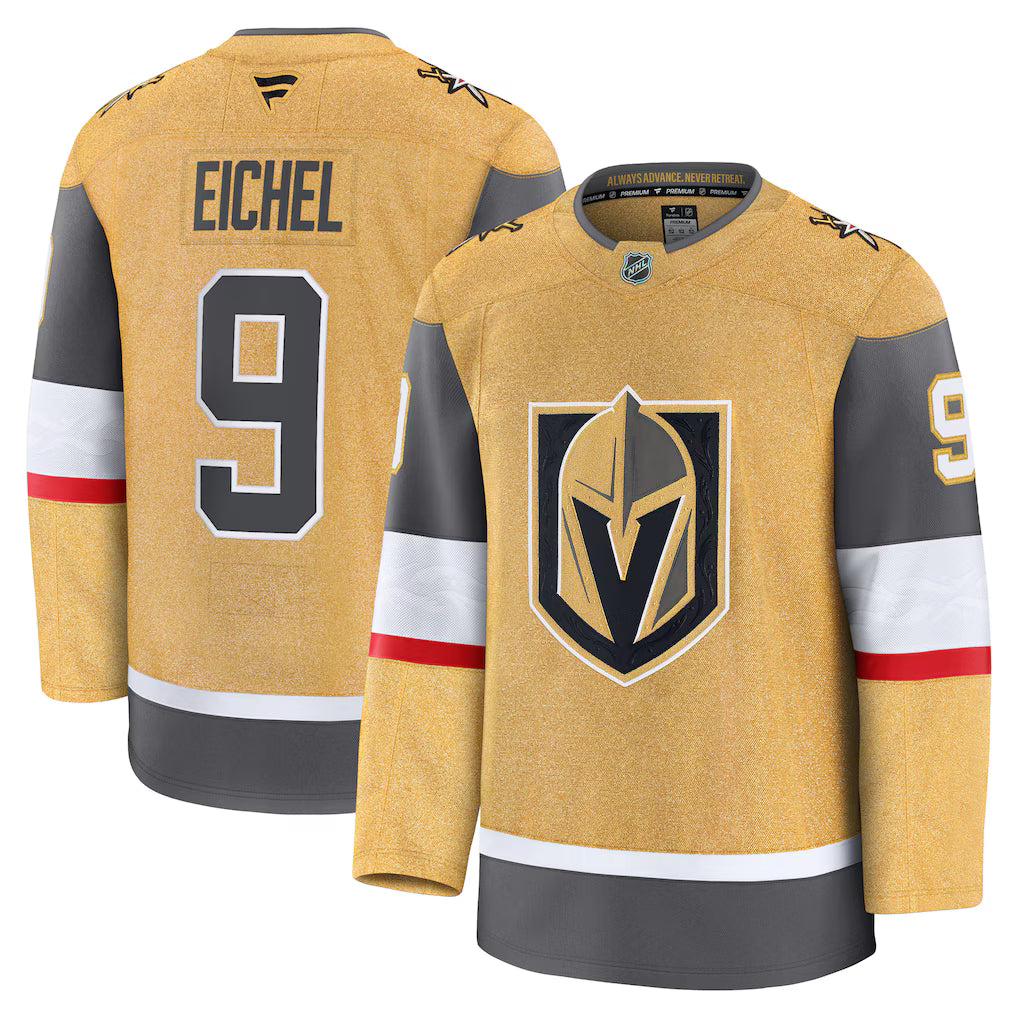Vegas Golden Knights NHL Jack Eichel Fanatics Home Premium Jersey – Gold (USA Stock) - UKASSNI