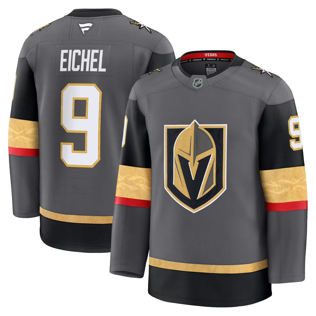 Vegas Golden Knights Jack Eichel Jersey – NHL Fanatics Alternate Premium – Gray (USA Sourced)