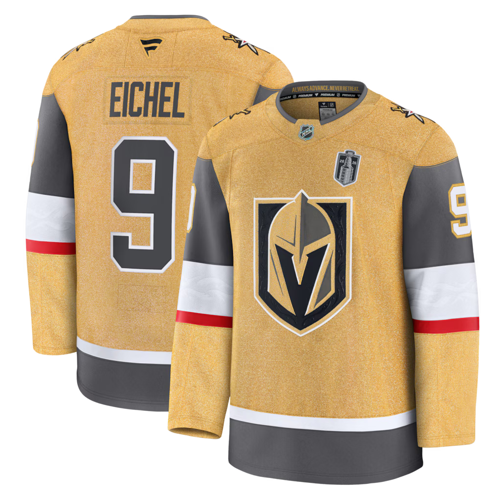 Vegas Golden Knights NHL Jack Eichel Fanatics 2026 Stanley Cup Final Premium Jersey - Gold (USA Stock)
