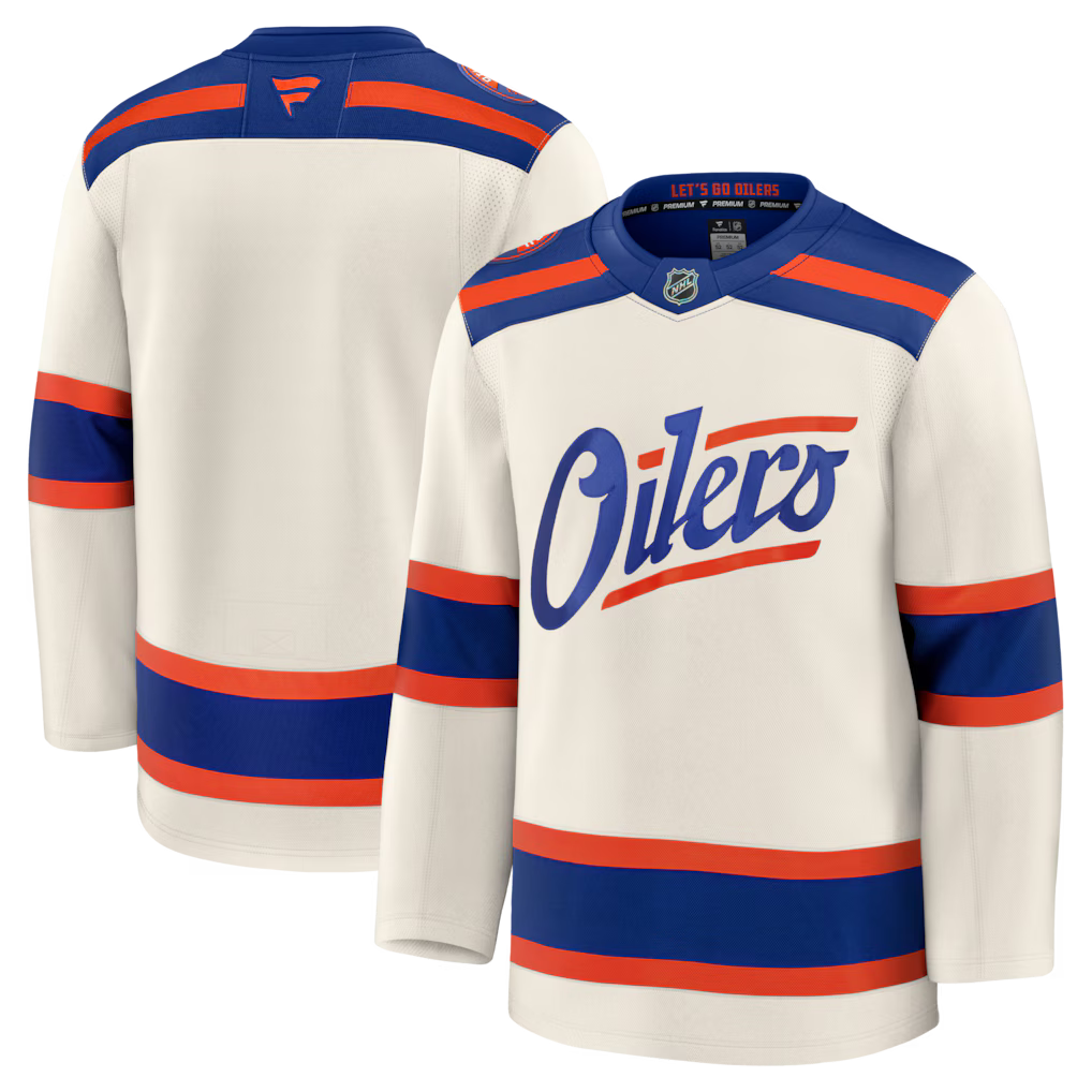 Edmonton Oilers NHL Fanatics Alternate Premium Jersey – Light Beige (USA Stock) - UKASSNI