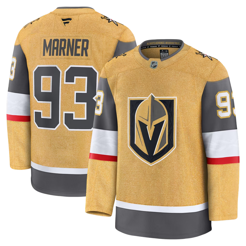 Vegas Golden Knights Mitch Marner Jersey – NHL Fanatics Home Premium – Gold (USA Sourced)