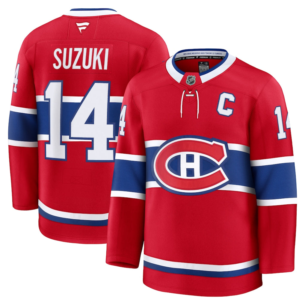 Montreal Canadiens NHL Nick Suzuki Fanatics Home Premium Jersey – Red (USA Stock) - UKASSNI