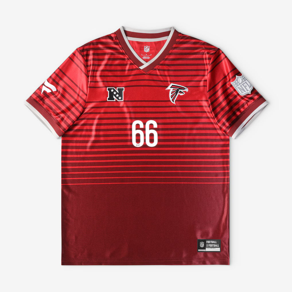 Atlanta Falcons Football x Football V-Neck Fan Top – NFL Fanatics Soccer-Style Crossover – Red (USA Sourced) by Fanatics Branded