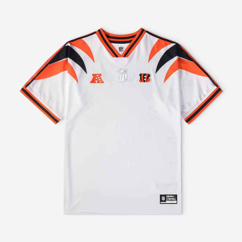 Cincinnati Bengals Football x Football V-Neck Fan Top – NFL Fanatics Soccer-Style Crossover – White (USA Sourced) by Fanatics Branded