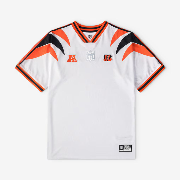 Cincinnati Bengals Football x Football V-Neck Fan Top – NFL Fanatics Soccer-Style Crossover – White (USA Sourced) by Fanatics Branded