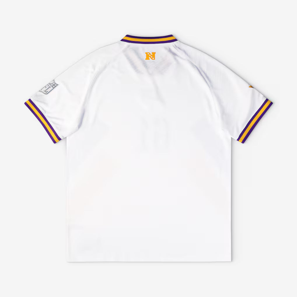 Minnesota Vikings Football x Football V-Neck Fan Top – NFL Fanatics Soccer-Style Crossover – White (USA Sourced) by Fanatics Branded