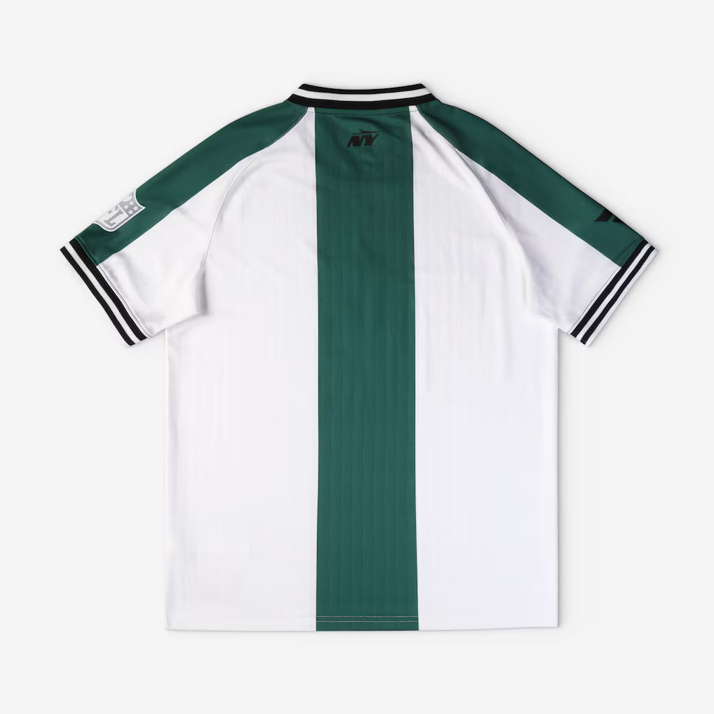 New York Jets Football x Football V-Neck Fan Top – NFL Fanatics Soccer-Style Crossover – White (USA Sourced) by Fanatics Branded