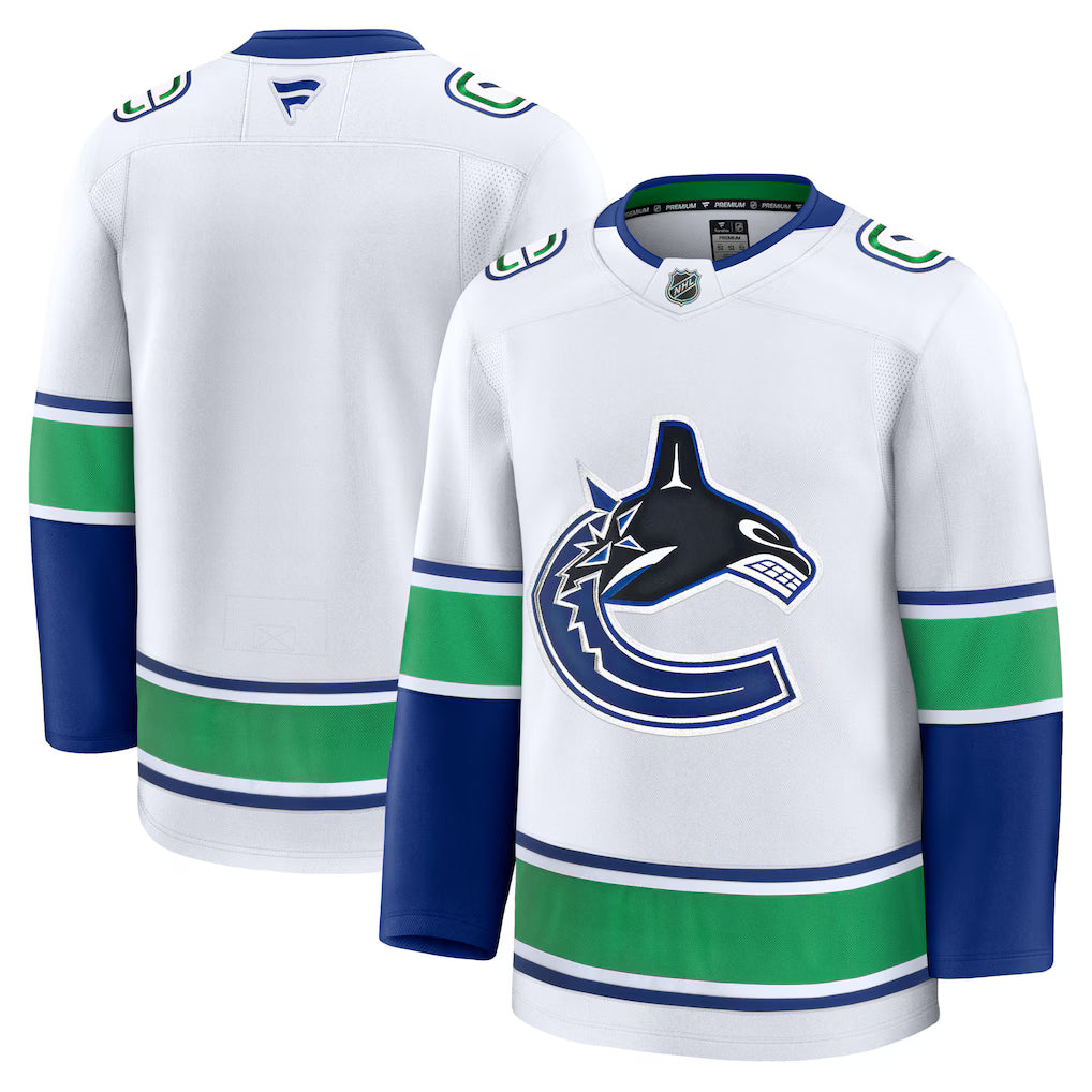 Vancouver Canucks NHL Fanatics Away Premium Jersey – White (USA Stock) - UKASSNI
