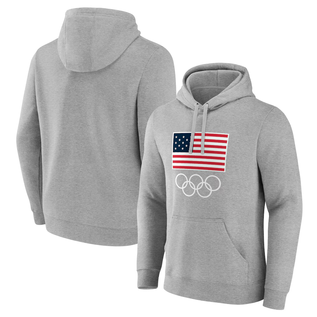 Team USA 2024 Olympics Primary Logo Pullover Hoodie – Gray (USA Stock) - UKASSNI
