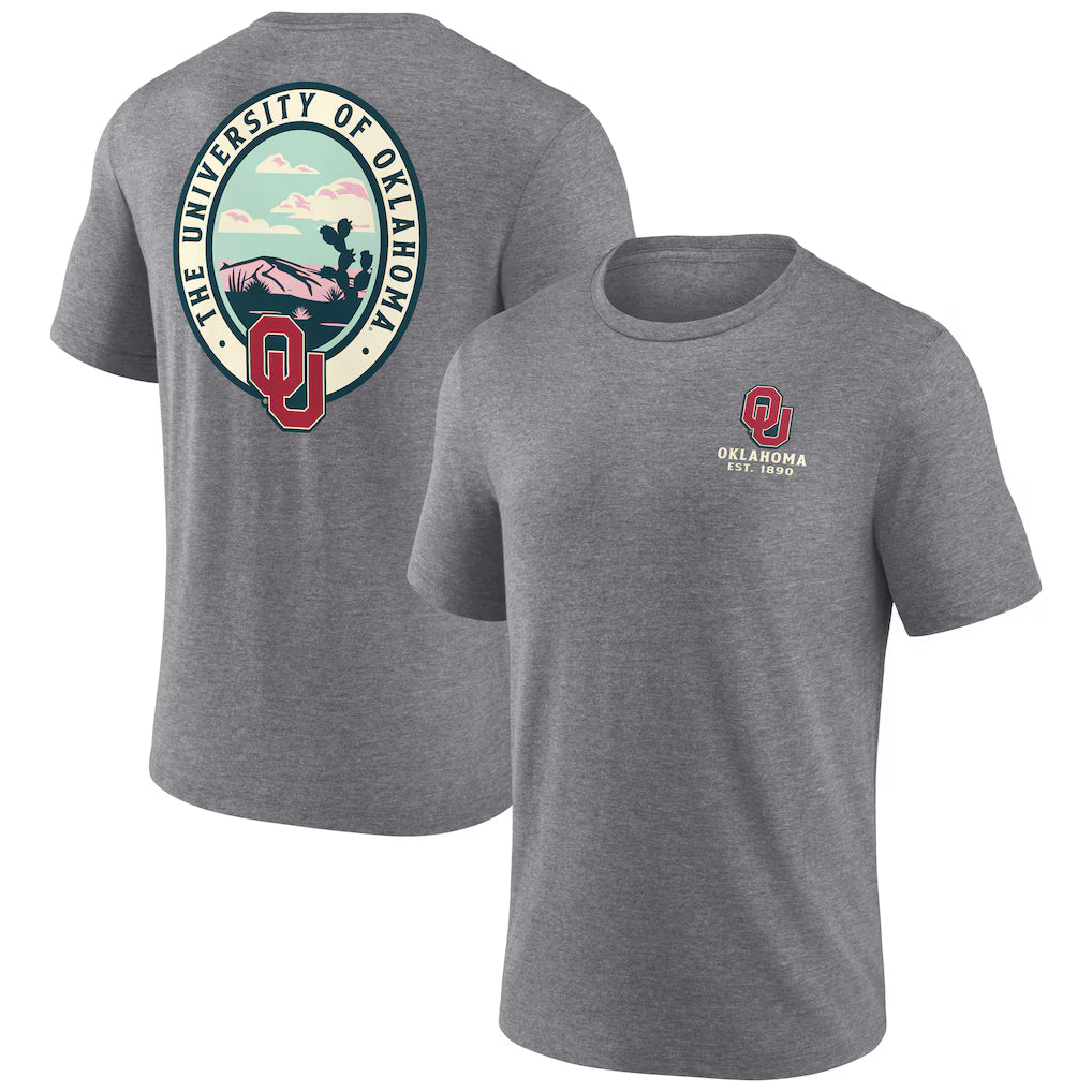 Oklahoma Sooners NCAA Region Outdoors Tri-Blend T-Shirt – Heather Gray (USA Stock)